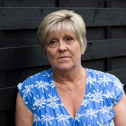 Lynda looking to camera