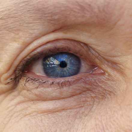 Older blue eyes close up