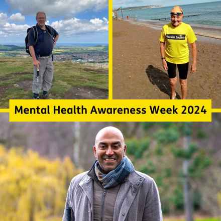 Mental Health Awareness week featuring 3 men in different nature locations