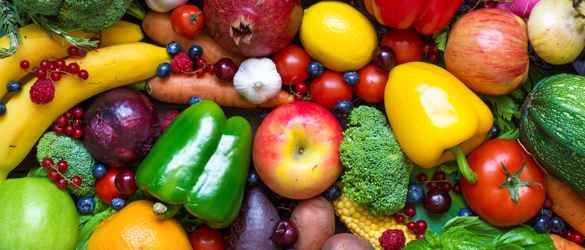 Colourful fruit and vegetables
