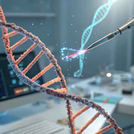 Simulation of a strand of DNA being altered